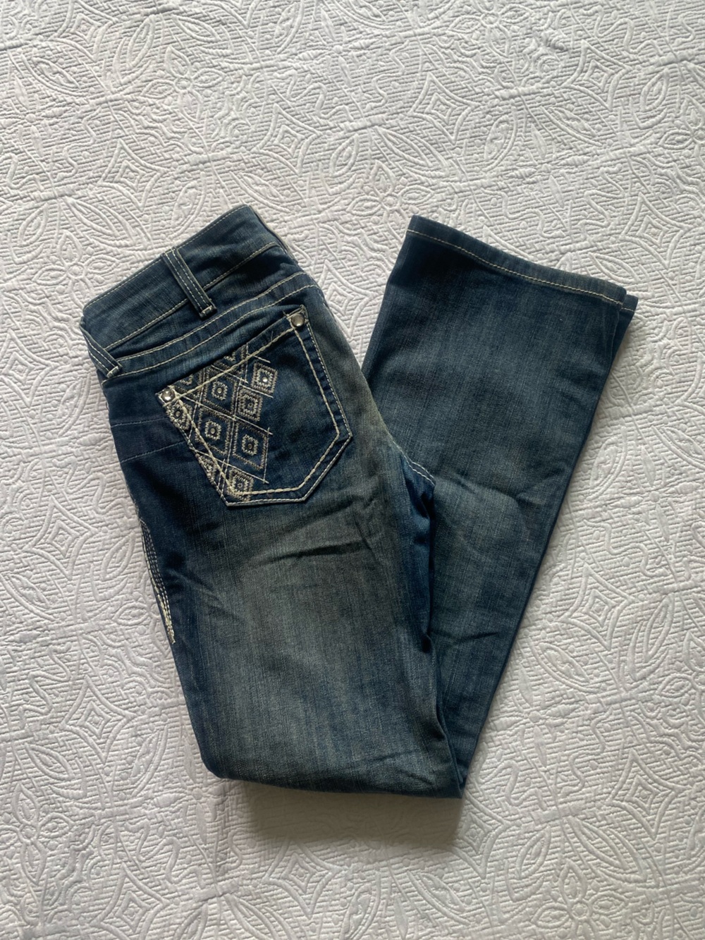 Dark Wash Embroidered Pocket Jeans